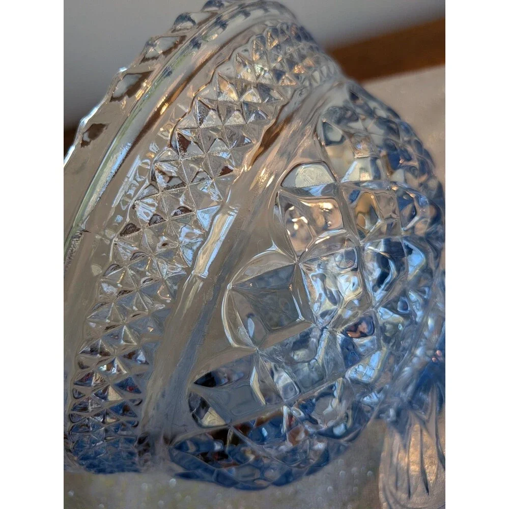 Anchor Hocking WEXFORD Vtg Sapphire Light Blue Footed Compote w/ Lid Candy Dish